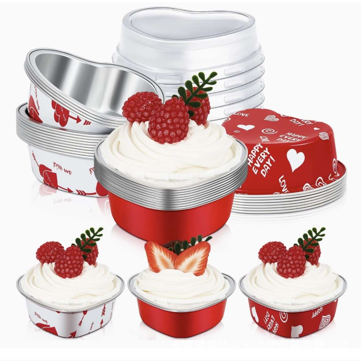 3.4oz Mother's day aluminum mini heart cake pans with lids