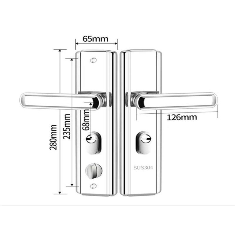 多功能不锈钢防盗门把手加厚入户大门G锁外门家用防撬门通用型拉
