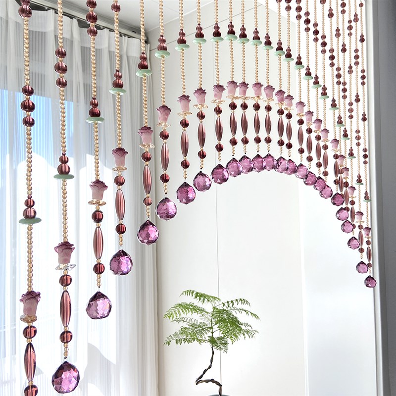 新款水晶珠帘门帘客厅玄关隔断厕所过道阳台网红帘成Y品挂帘免打