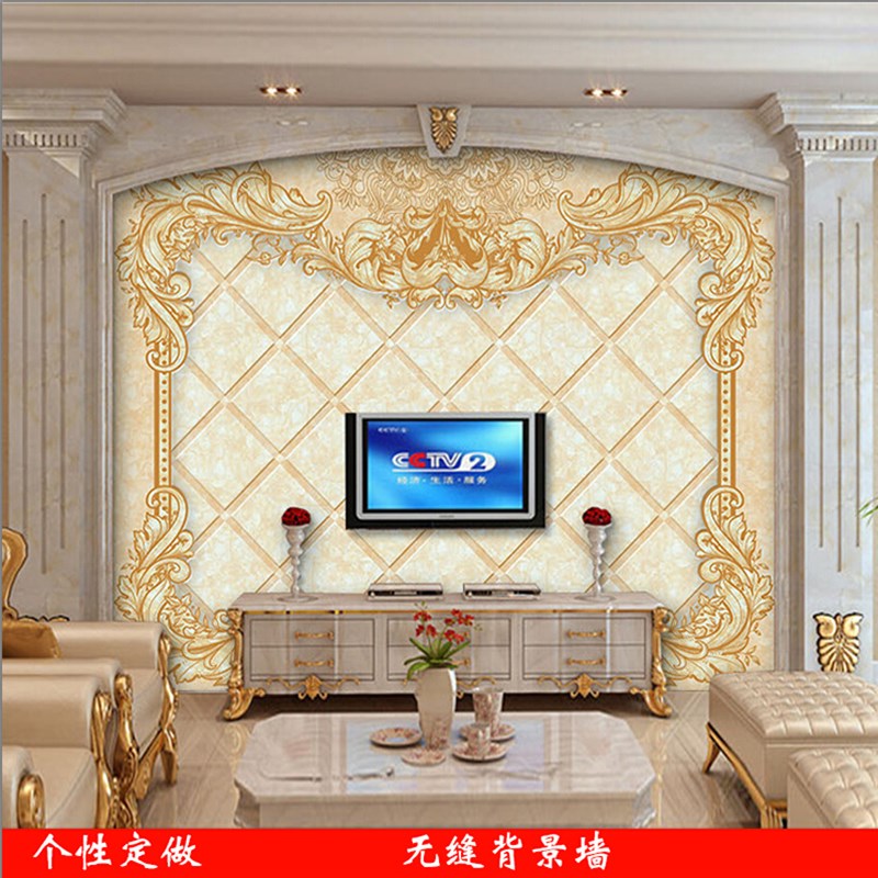 欧式花纹8D立体大型壁画墙纸壁纸现代简K约客厅沙发电视背景墙壁