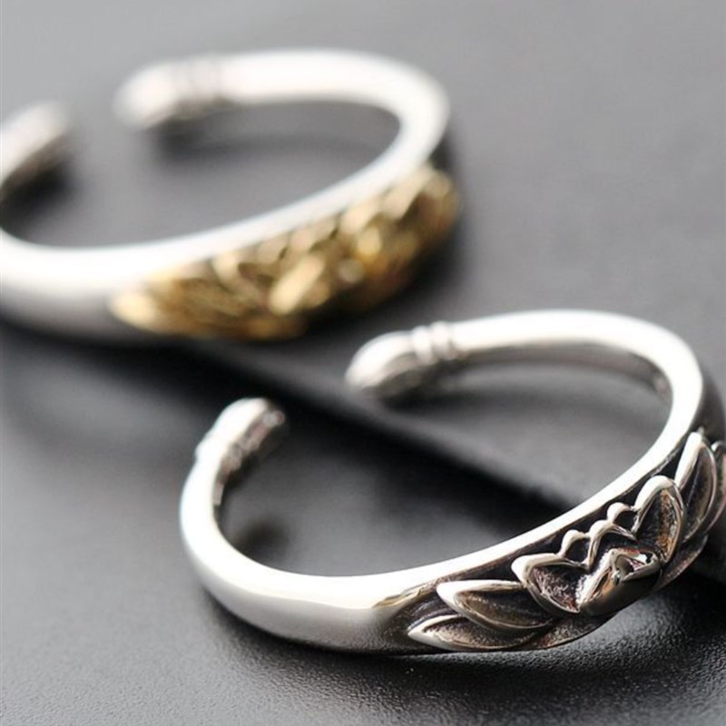 全国流行覆古步莲泰式s女银戒文艺古风莲花开饰藏银戒礼品