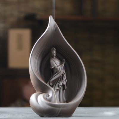 紫砂禅意倒流香炉观音家用招财室内檀香炉创意观赏塔香倒流香摆件