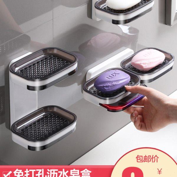 新疆包邮哥现代肥皂盒吸盘壁挂式双层创意沥水家用卫生间免打孔,家庭/个人清洁工具,皂盒,淘宝优惠券,粉丝福利购,淘宝优惠卷