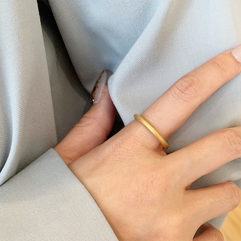 大码戒指女胖MiM古法传承磨砂哑光胖手大圈口大号时尚个性食指指