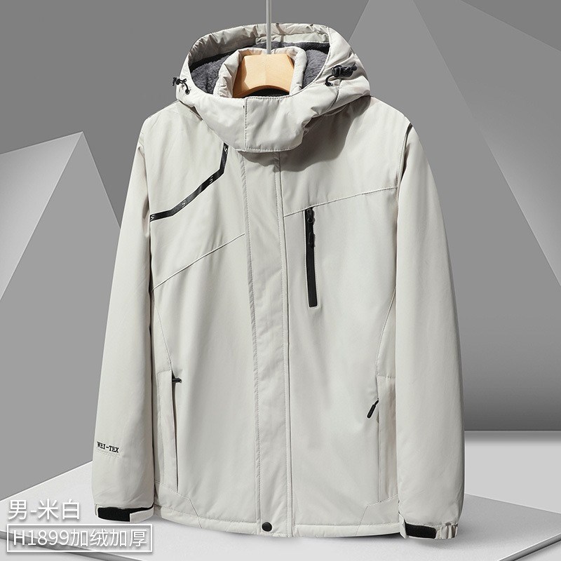 男士加绒加厚棉衣户外冲锋z衣防风防雨户外保暖外套一体绒代发