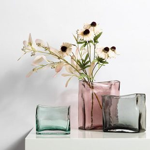 北欧风花瓶玻璃创意小清新加厚方块透明水培花器客厅家居装饰摆件