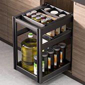 浅拉篮300 250阻尼轨调料蓝 350深400橱柜调味篮200窄小拉拦抽屉式