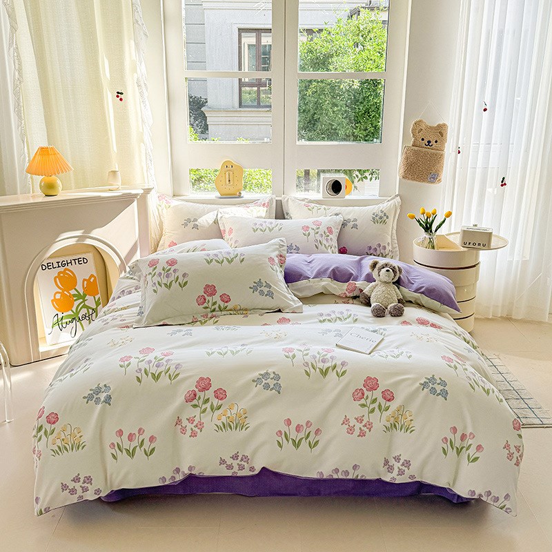 (总)韩后家纺 o2024新款全棉AB版磨毛印花四件套