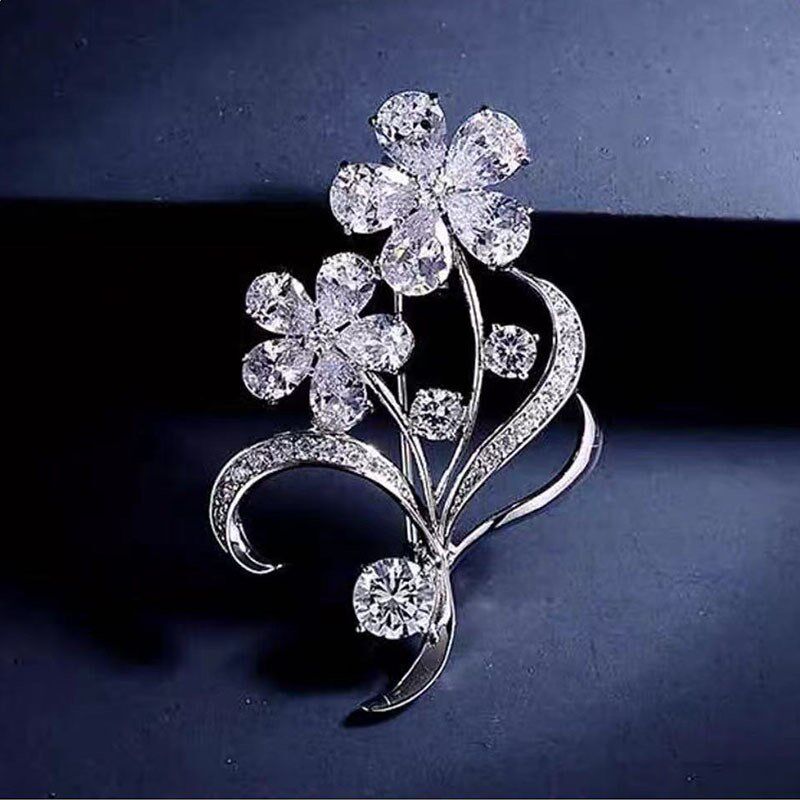 高档奢华梅花f高闪锆石胸针西装服饰配饰气质胸花固定防走光胸针