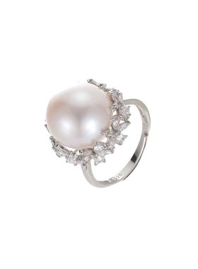 珍珠戒指a女白月光设计小众时尚个性优雅空托淡水珍珠气质可调节