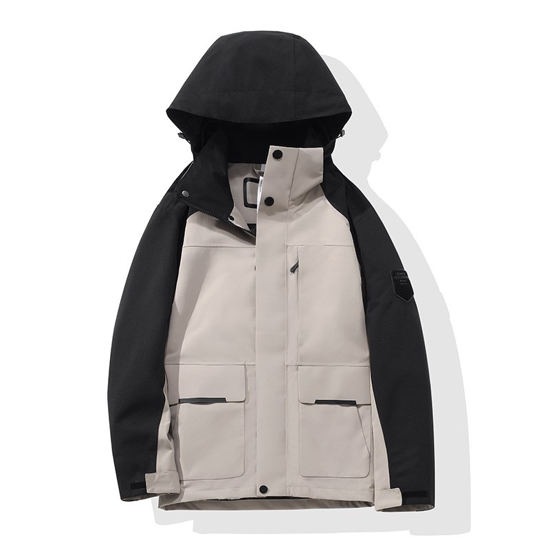 新款冲锋衣男款单层全压胶春秋登山服女工装外套O防水透气可印log