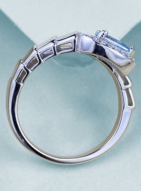 S925灵蛇戒指女百搭气质时尚F轻奢锆石戒指高级感小众食指戒