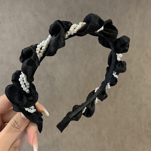 褶皱珍珠发卡发箍女款高级感洗x脸压发高颅顶网红2023新款高端头