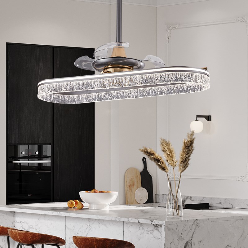 意式极简餐厅吊灯现代简约轻奢高级感新款餐桌岛台风扇灯大风力