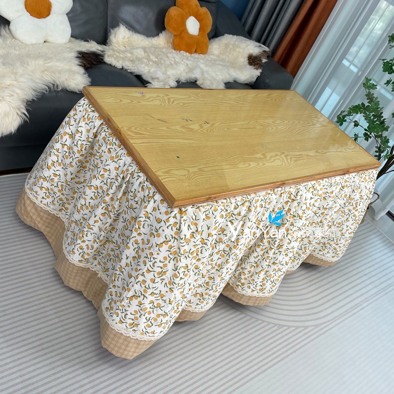 新款柠檬冬天可脱胆拆洗电炉罩家用茶几罩烤火被长方形双面加厚