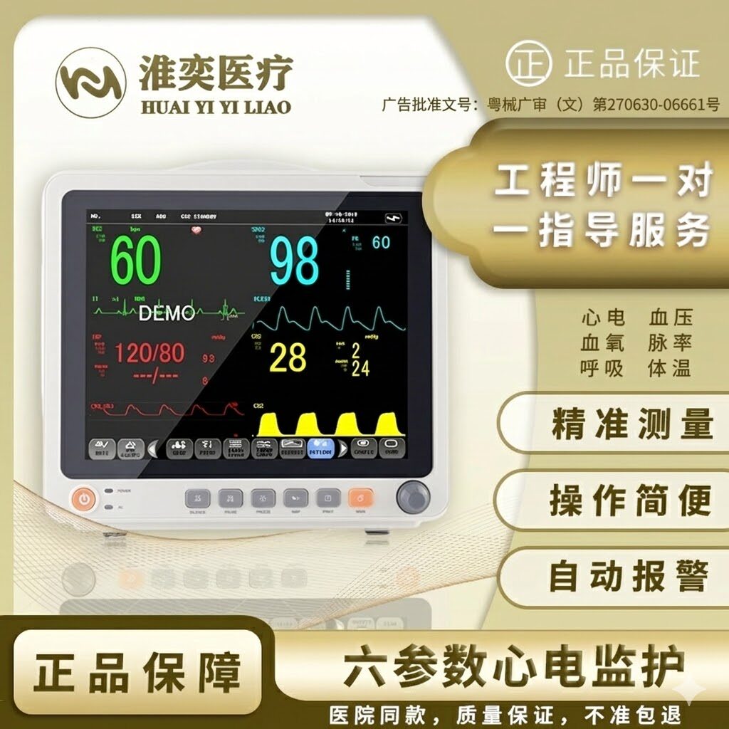 医用多参数心电监护仪触摸屏家用手术室救护车血氧血压心电图监测