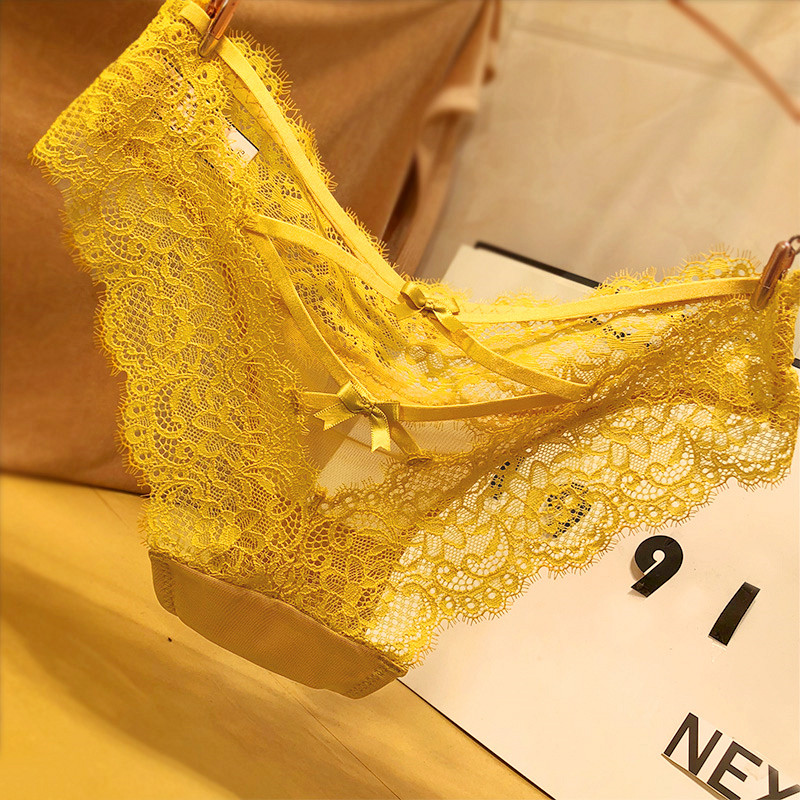 内裤女性感火辣睫毛蕾丝臀部镂空细带时尚三角裤无痕薄款黑色底裤