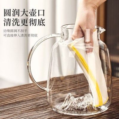 冷水壶玻璃耐高温家用大容量食品级高硼硅加厚储水泡茶果茶凉水杯