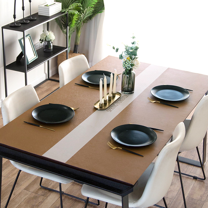 摩登瑞朵新款简约桌旗款防水防油防烫茶几垫书桌布长桌餐皮革桌垫