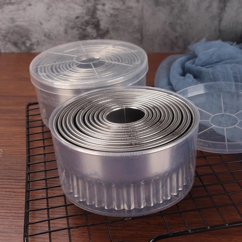 12头不锈钢圆形卡通包模具光级牙极蛋糕水果蔬菜饼干切模花边工具