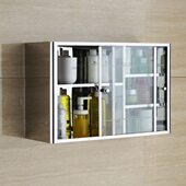 不锈钢浴室吊柜墙壁柜厨房推拉门储物柜钢化玻璃卫生间置物收纳柜