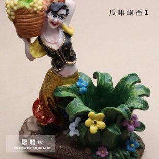 新疆瓜果姑娘美女摆件维吾尔民族特色手工工艺品树脂彩绘巴依部落