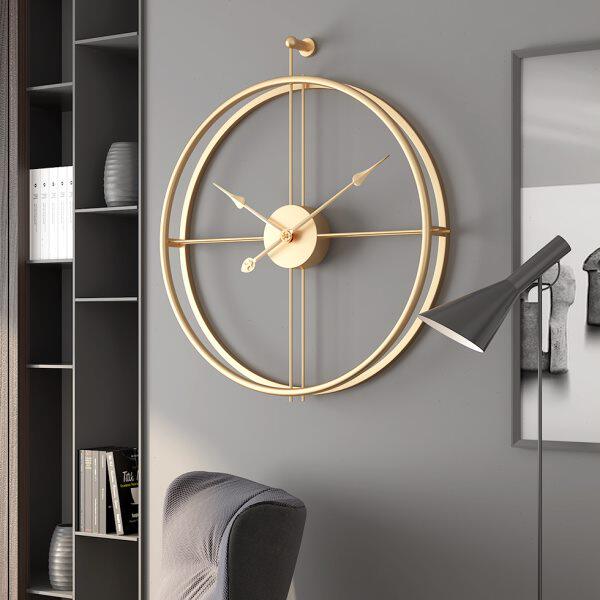 轻奢北欧创意铁艺静音钟表挂钟 时尚客厅玄关家用样板间艺术挂表