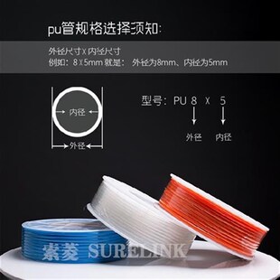 6.5 透明PU气管8mm空压机高压气动软管PU8