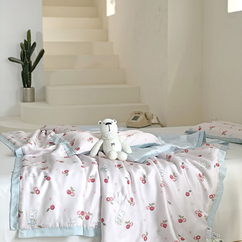 夏季卡通儿童小枕套1只天丝夏被空调被夏凉被薄被子120*150*200cm