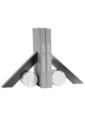 现代意式创意大理石书档摆件书房样板间售楼部桌面书靠电视柜饰品