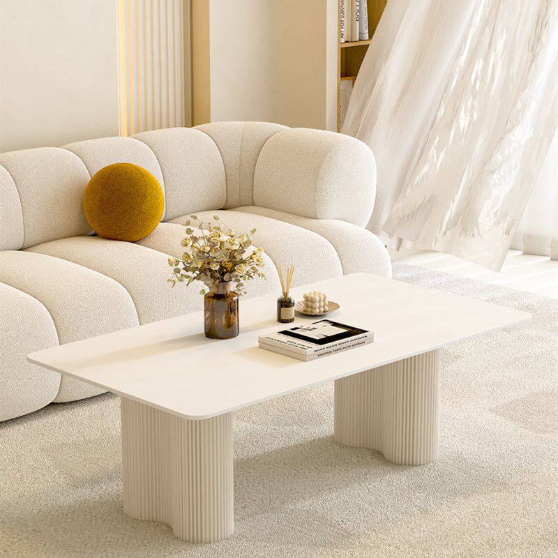 奶油风岩板长方形茶几客厅家用小户型极简轻奢茶几小桌子现代简约