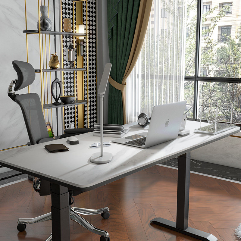 智芯 电动升降桌站立式工作台电脑桌家用书桌简约岩板办公桌子