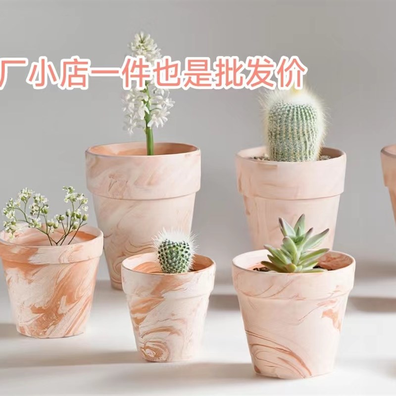 红陶玛奇朵吸水透气朱顶红秋海棠不焖根陶土多肉绿植花盆小店