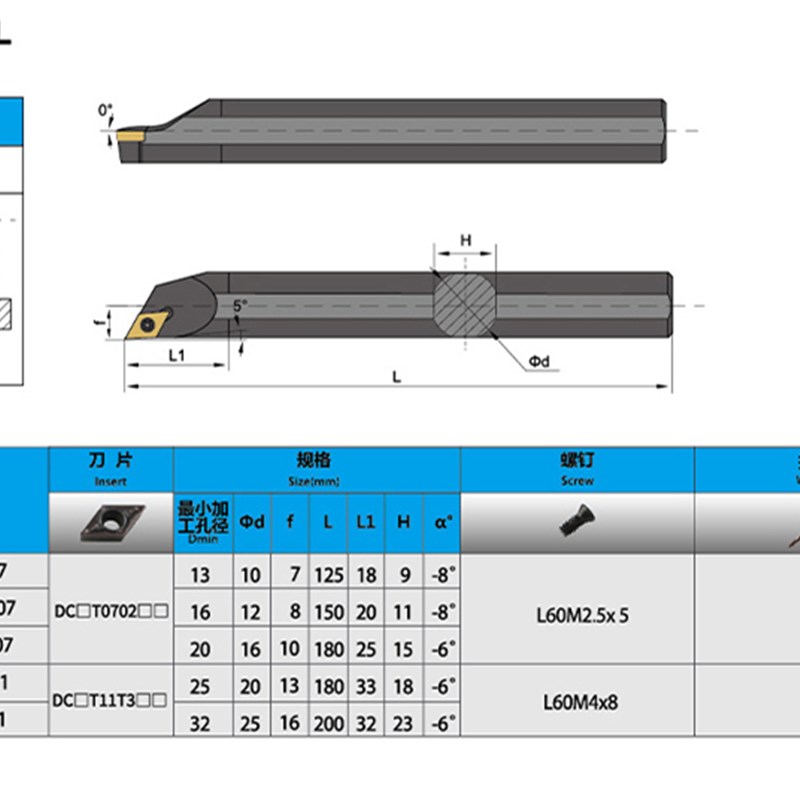 数控刀杆内孔镗孔刀S08K/S10K/S12M/S16Q-SDXCR/L07/11