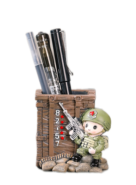 时尚可爱特种兵笔筒学生桌面办公室收纳盒家居摆件简约现代笔桶