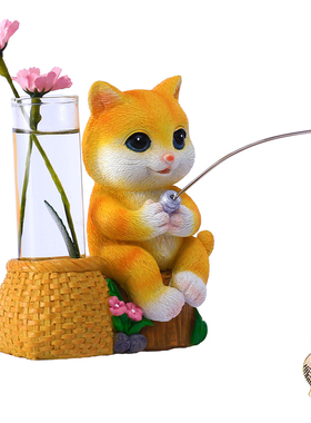 小猫钓鱼翁假山流水鱼池塘造景古法养鱼缸装饰花园庭院微景观摆件