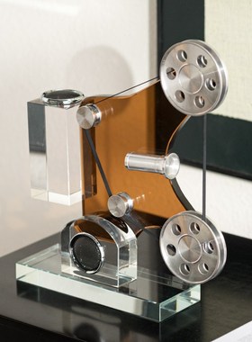 轻奢复古怀旧电影放映机水晶摆件客厅样板间酒店会所民宿软装饰品