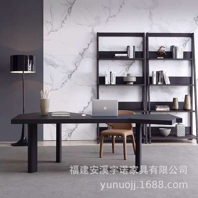 设计师北欧实木书桌电脑桌简约现代家用办公桌异形工作台老板桌子