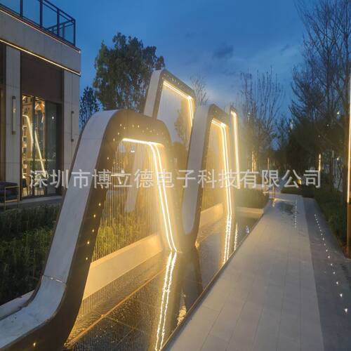 装饰水幕墙线型水幕水帘数码水景观幕帘钢丝光纤拉线大型景观户外