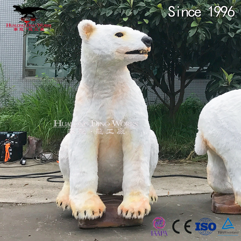 仿真动物纯手工制作工艺品机械电动粘毛北极熊动物模型海洋馆摆件