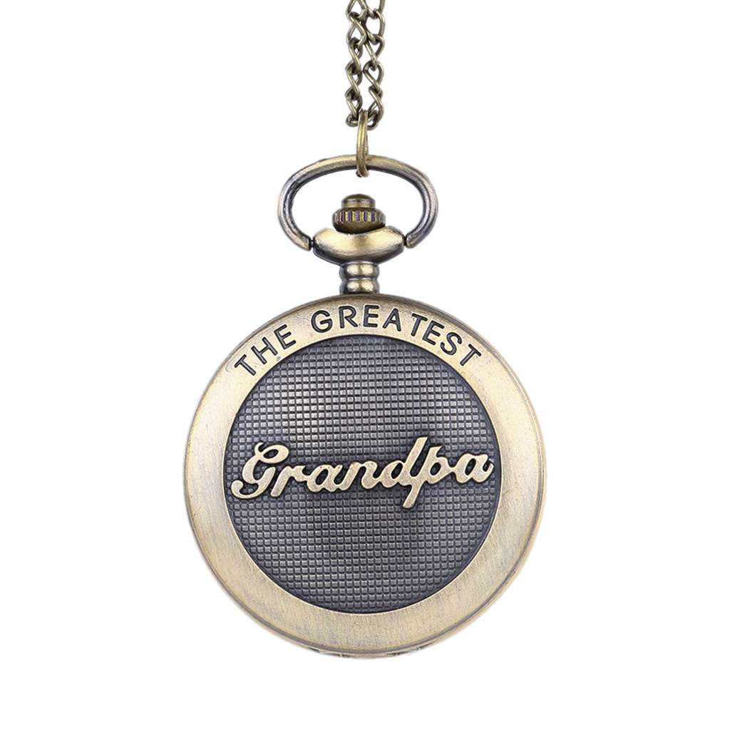 怀旧古铜色刻grandpa 厂家 大号石英怀表外贸怀旧一件代发