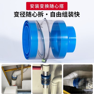 75管道化妆室排风扇止逆阀浴室浴霸排气口防反臭止回阀110 PVC管