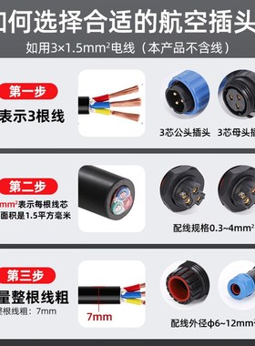 免焊接航空插头LD16/20/28工业插座3芯4-5对接防水电缆连接器IP68