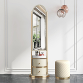 简奢穿衣镜衣帽架家用全身镜挂衣架一体卧室收纳梳妆台旋转落地镜