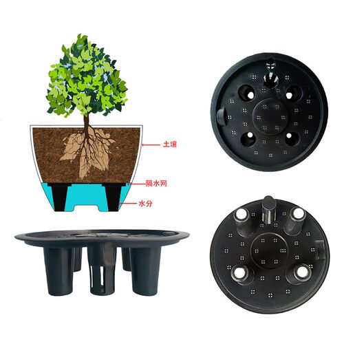 黑色圆口pp树脂控根底盘沥水垫透气网透风防虫抬高内托滤水板盆垫