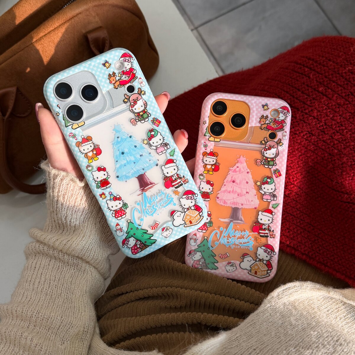 可爱卡通动漫圣诞树KT猫适用苹果16promax手机壳iphone13新款透明17promax女14创意15pro防摔手机套