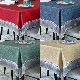 桌布防水防油防烫免洗北欧家用餐桌布艺长方形轻奢高级感茶几台布