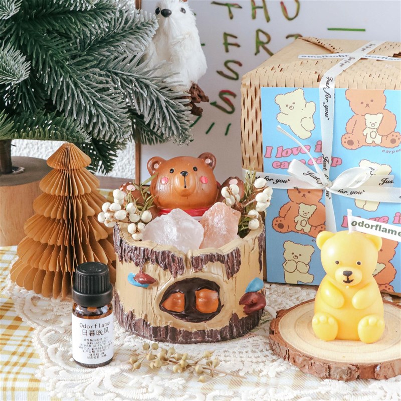 小熊抱抱扩香石香薰卧室持久无火精油晶石摆件闺蜜女生日礼物礼盒