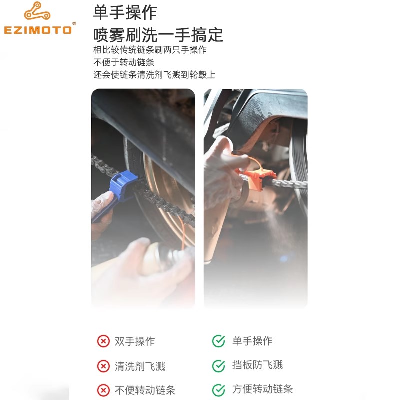 EZIMOTO摩托车机车链条清洗保养工具防飞溅套装清洁刷洗链条神器