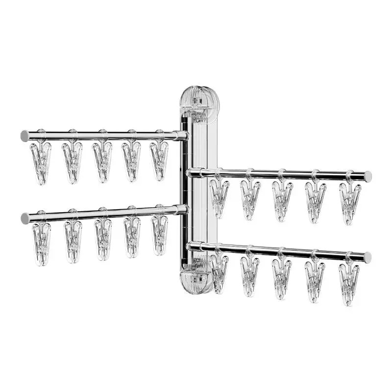 吸盘袜子晾晒架家用阳台折叠晒袜子神器壁挂内衣内裤多夹子晾衣架